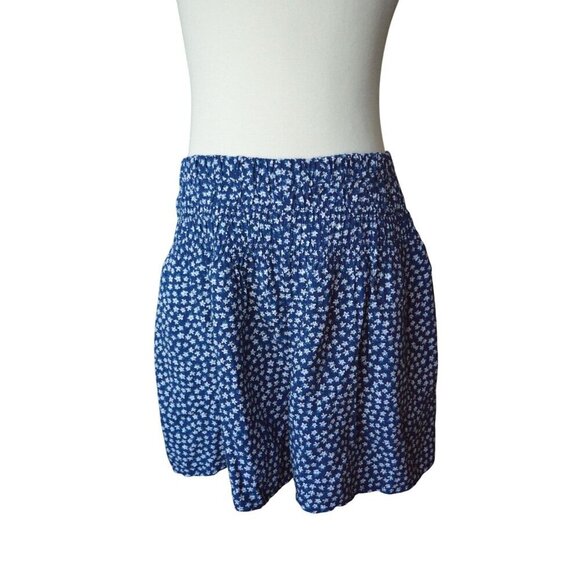 Free Assembly Navy Blue Elastic Waist White Floral Shorts Girls L (10/12) NWT - Picture 1 of 5